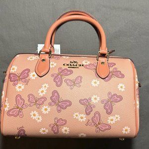 Coach Rowan Satchel butterfly print NWT